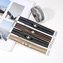 Soft clay dot drill multi-layer personalized leather bracelet magnetic buckle