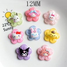 12MM Cartoon resin dog flower diy snap button charms