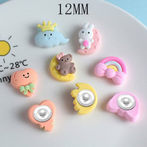 12MM Cartoon resin rabbit bear cloud diy snap button charms