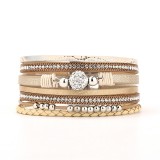 Soft clay dot drill multi-layer personalized leather bracelet magnetic buckle