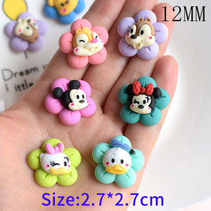 12MM Cartoon resin Mickey Mouse duck squirrel flower diy snap button charms