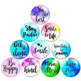 20MM words Smile to life Print glass snaps buttons  DIY jewelry