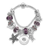 18MM Snaps button jewelry wholesale Sea turtle big hole bead Diy crystal bead glass bead bracelet