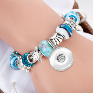 18MM Snaps button jewelry wholesale Starfish Sea turtle big hole bead Diy crystal bead glass bead bracelet