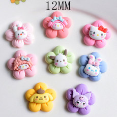 12MM Lovely resin dog rabbit flower resin diy snap button charms