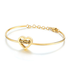 Stainless steel mama heart-shaped Mother's Day adjustable bracelet