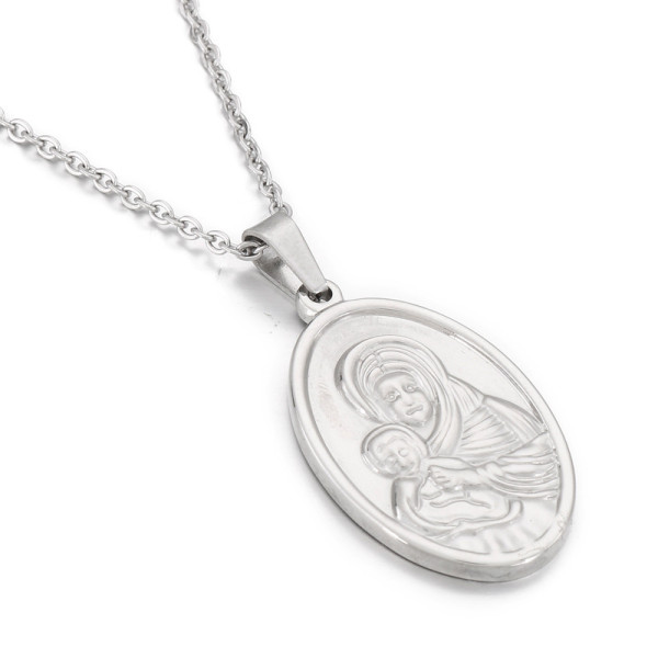 Stainless steel oval necklace Mother's Day gift