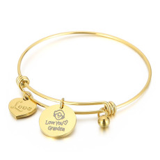 Stainless steel heart-shaped love grandma Mother's Day bracelet
