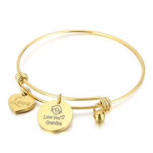 Stainless steel heart-shaped love grandma Mother's Day bracelet
