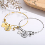 Stainless steel heart-shaped love grandma Mother's Day bracelet
