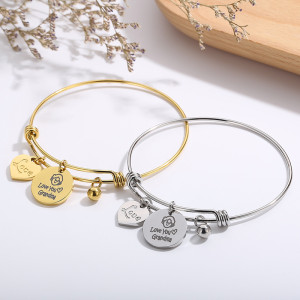 Stainless steel heart-shaped love grandma Mother's Day bracelet