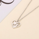 Stainless steel love hollowed-out mother holding child pendant Mother's Day gift necklace
