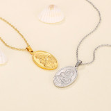 Stainless steel oval necklace Mother's Day gift