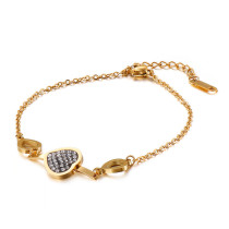 Stainless steel hollow love black diamond bracelet