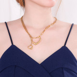 Stainless steel double love hollow necklace