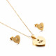 Stainless Steel Mother's Day Gift Love Hollow Necklace Earring Set