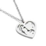 Stainless steel love hollowed-out mother holding child pendant Mother's Day gift necklace