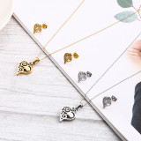 Stainless steel heart-shaped hollow letter mama Mother's Day gift necklace earring set
