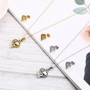 Stainless steel heart-shaped hollow letter mama Mother's Day gift necklace earring set