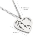 Stainless steel love hollowed-out mother holding child pendant Mother's Day gift necklace