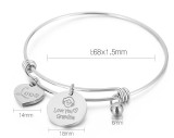 Stainless steel heart-shaped love grandma Mother's Day bracelet