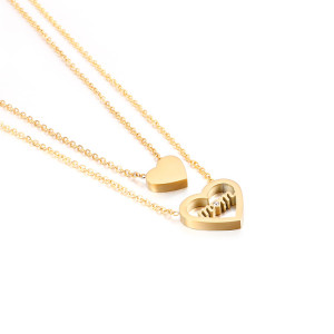 Stainless Steel Love Mother's Day Gift Double Necklace