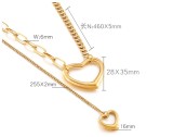 Stainless steel double love hollow necklace