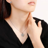Stainless Steel Mother's Day Gift Love Hollow Necklace Earring Set