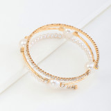Rhinestone pearl multilayer bracelet wrapped bracelet multiple rows of pearl Rhinestone bracelet