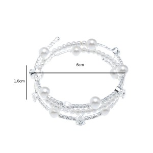 Rhinestone pearl multilayer bracelet wrapped bracelet multiple rows of pearl Rhinestone bracelet