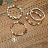 Pearl bracelet metal spacer bracelet starfish life tree pearl pendant bracelet elastic suit