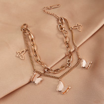 Stainless steel double butterfly bracelet