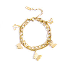 Stainless steel double butterfly bracelet
