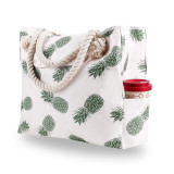 Large-capacity beach bag portable cross-body fashionable printed women's canvas one-shoulder handbag
