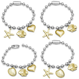 Stainless steel Starfish shell love fish bracelet
