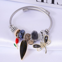 stainless steel DIY pearl crystal beaded dragonfly bracelet