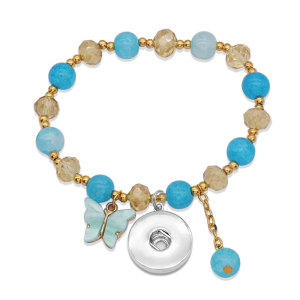 Butterfly Elasticity bracelet fit 20MM Snaps button jewelry wholesale
