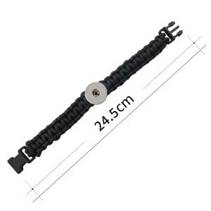 24.5CM  Handmade Lifesaving rope black line bracelets KC0270 fit 20mm snaps chunks