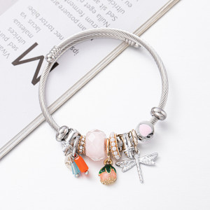 stainless steel DIY pearl crystal beaded dragonfly bracelet