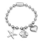 Stainless steel Starfish shell love fish bracelet