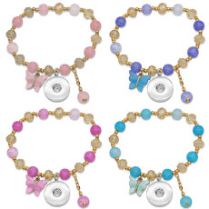 Butterfly Elasticity bracelet fit 20MM Snaps button jewelry wholesale