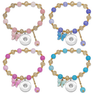 Butterfly Elasticity bracelet fit 20MM Snaps button jewelry wholesale