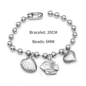 Stainless steel Starfish shell love fish bracelet