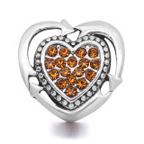20MM Love design Rhinestone  Metal snap button charms