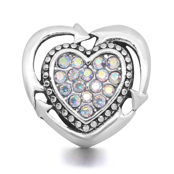 20MM Love design Rhinestone  Metal snap button charms