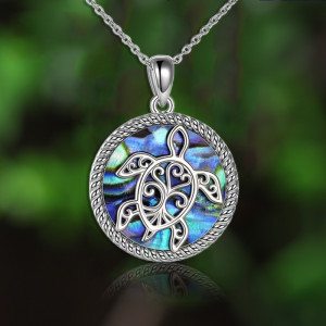 Shell turtle love pendant necklace