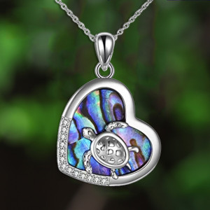 Shell turtle love pendant necklace
