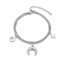 Stainless steel double-layer moon octagonal star splicing chain bracelet