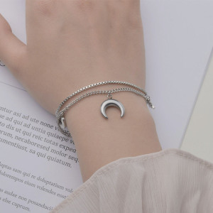 Stainless steel double-layer moon octagonal star splicing chain bracelet
