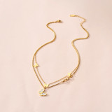 Stainless steel double-layer frosted butterfly necklace